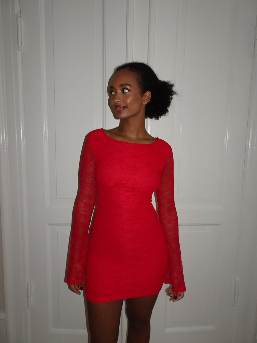 Designby Si Salline Lace Dress - Red - Size M/L