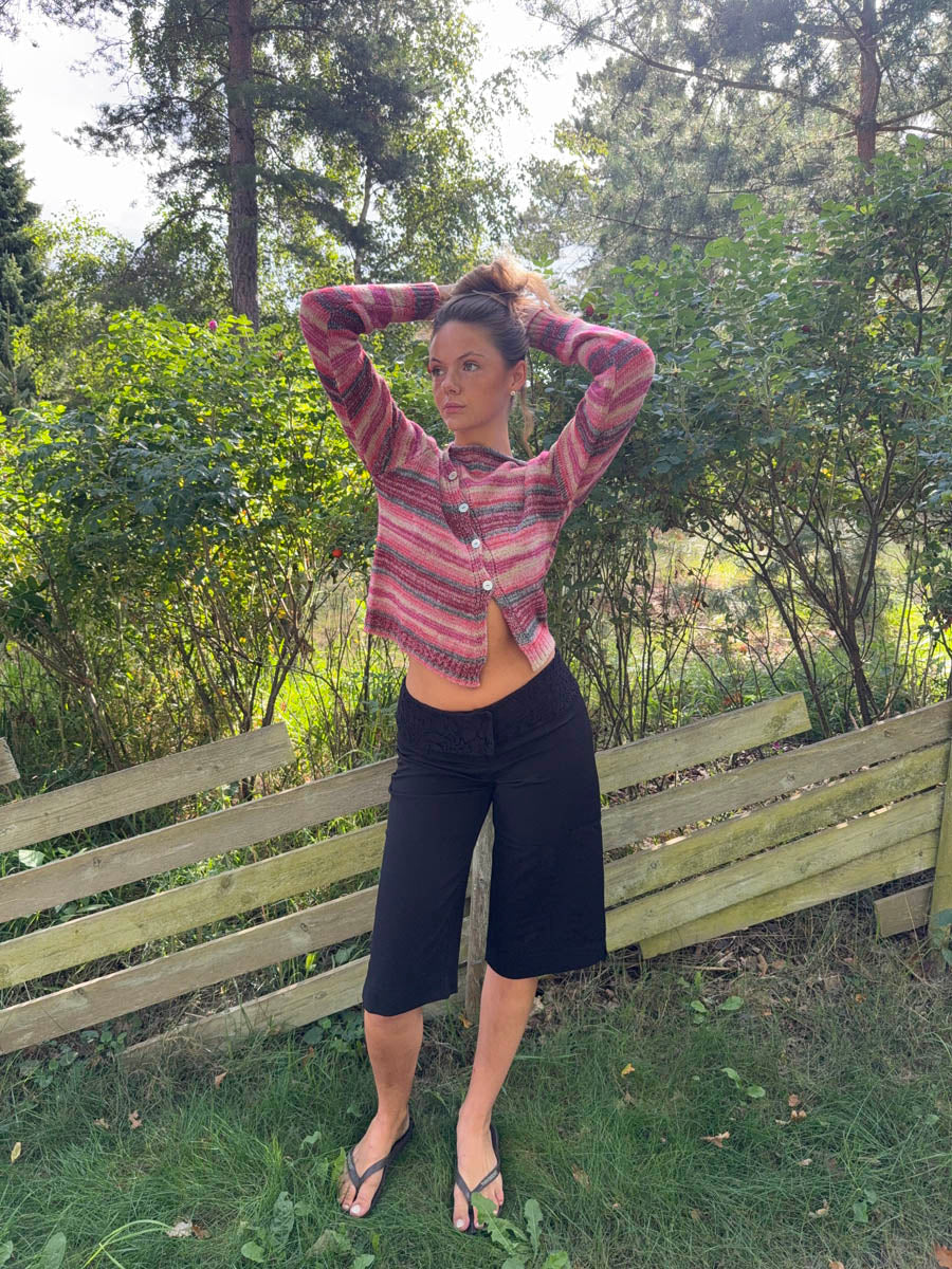 Bernie knit with buttons and stripes - Pink