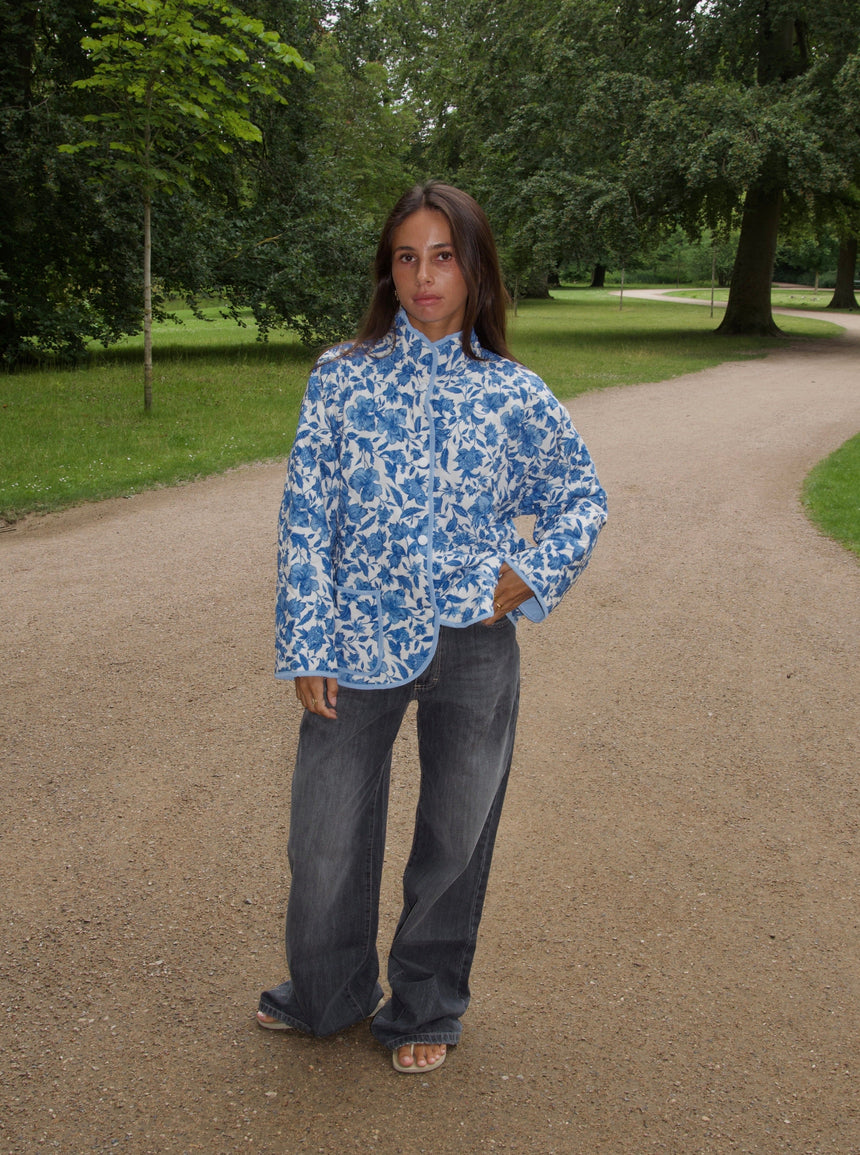 Klara floral quilted jacket - Blue/white