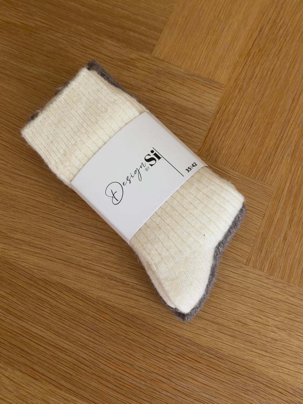 2-pack knitted socks - Beige/brown
