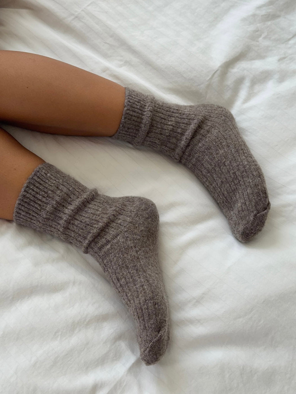 2-pack knitted socks - Beige/brown