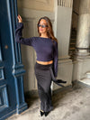 Simona 2 ways tie blouse - Navy