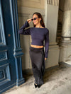 Simona 2 ways tie blouse - Navy