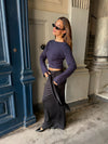 Simona 2 ways tie blouse - Navy