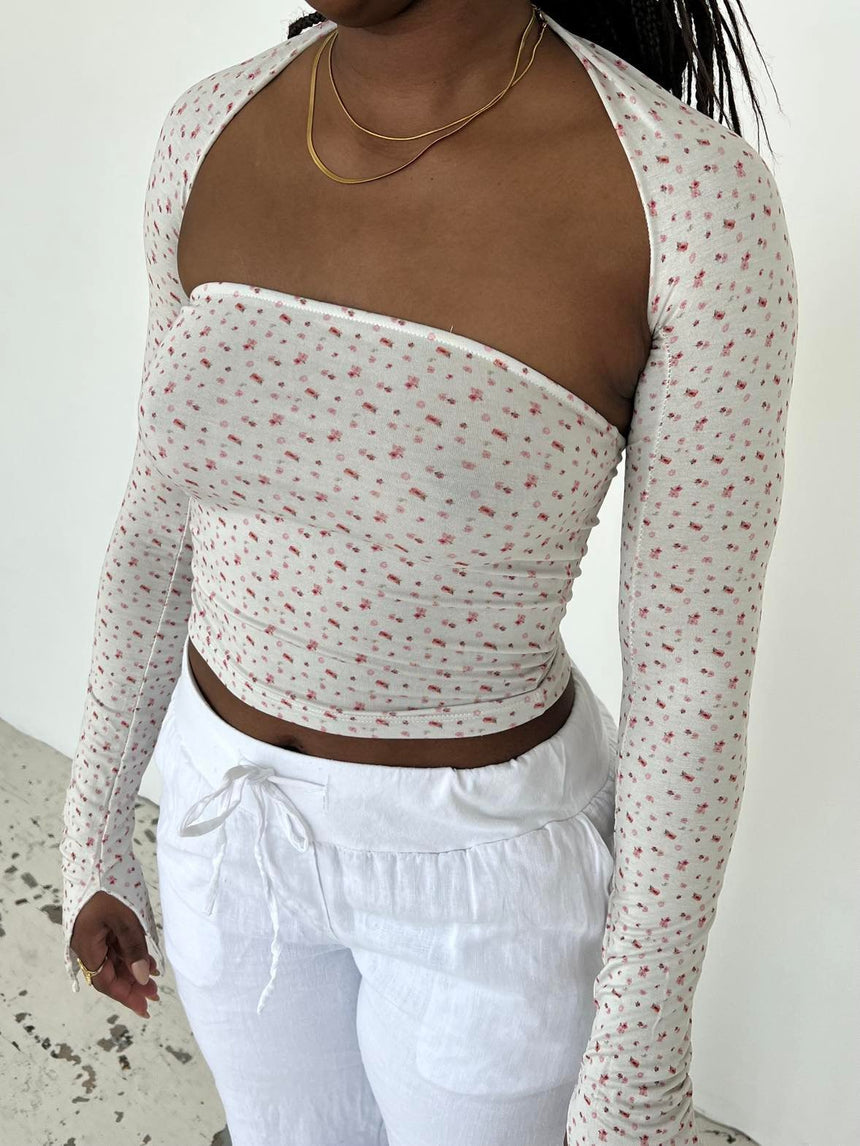 Day/night top - Pink flower