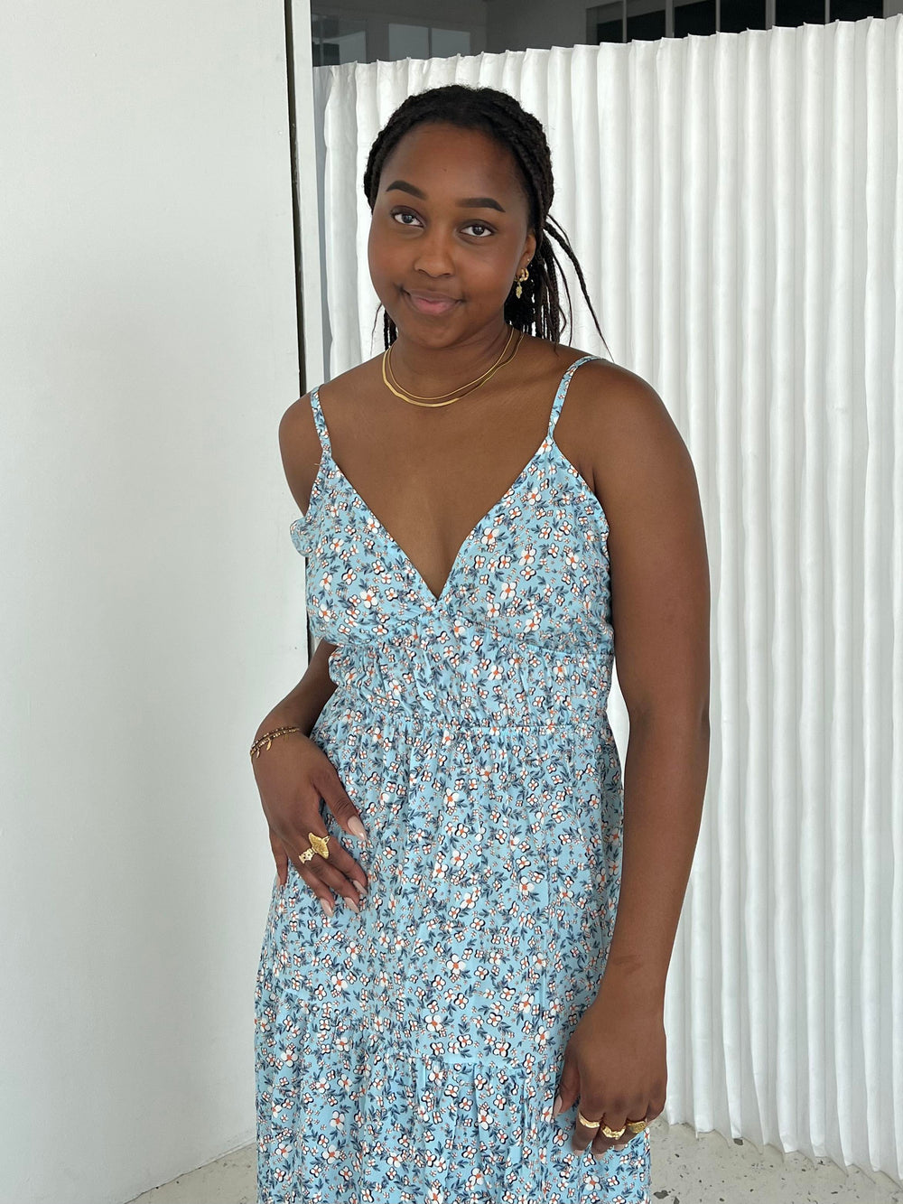 Kimora maxi dress with flowers - Blue