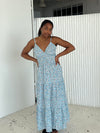 Kimora maxi dress with flowers - Blue