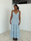 Kimora maxi dress with flowers - Blue