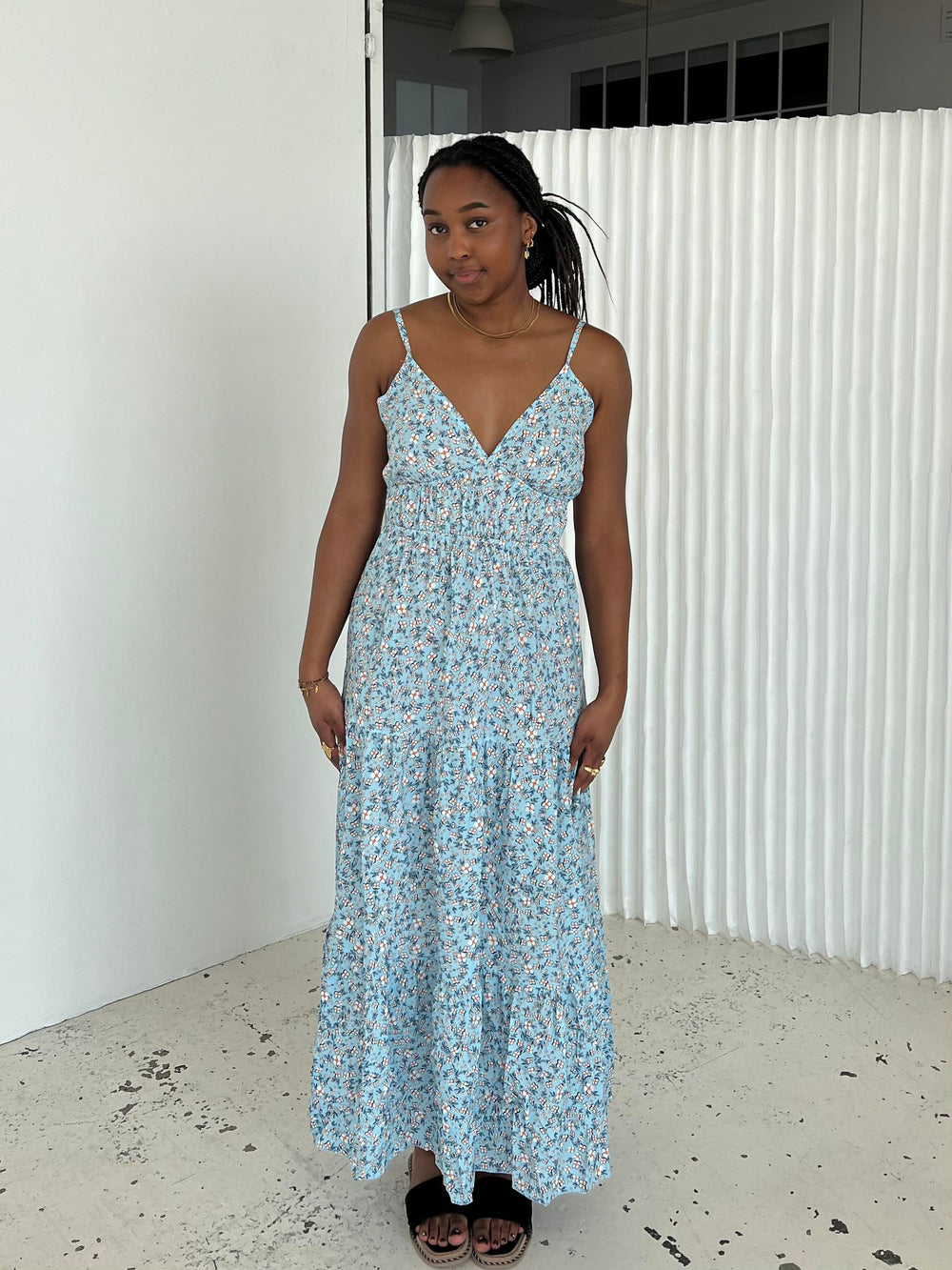 Kimora maxi dress with flowers - Blue
