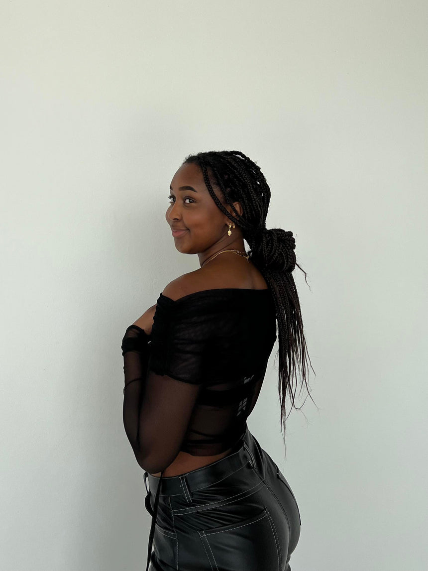 Romee mesh off-shoulder top