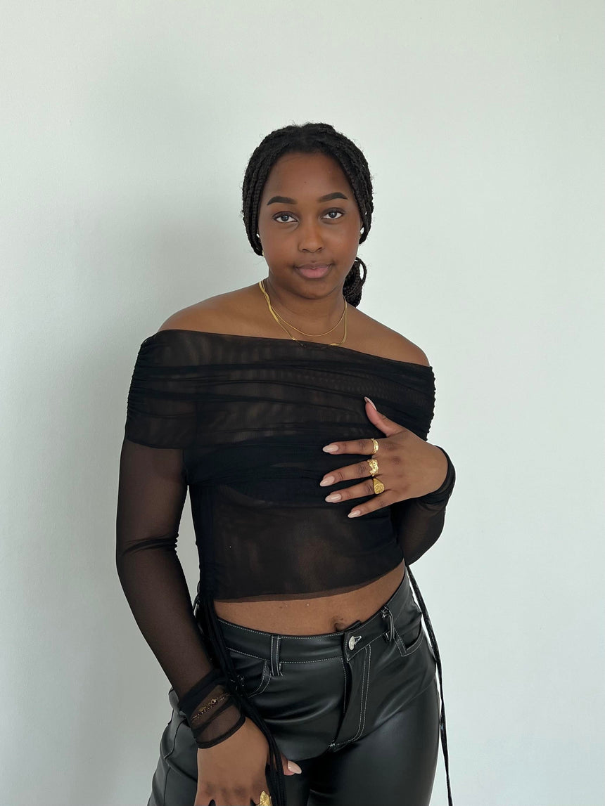Romee mesh off-shoulder top