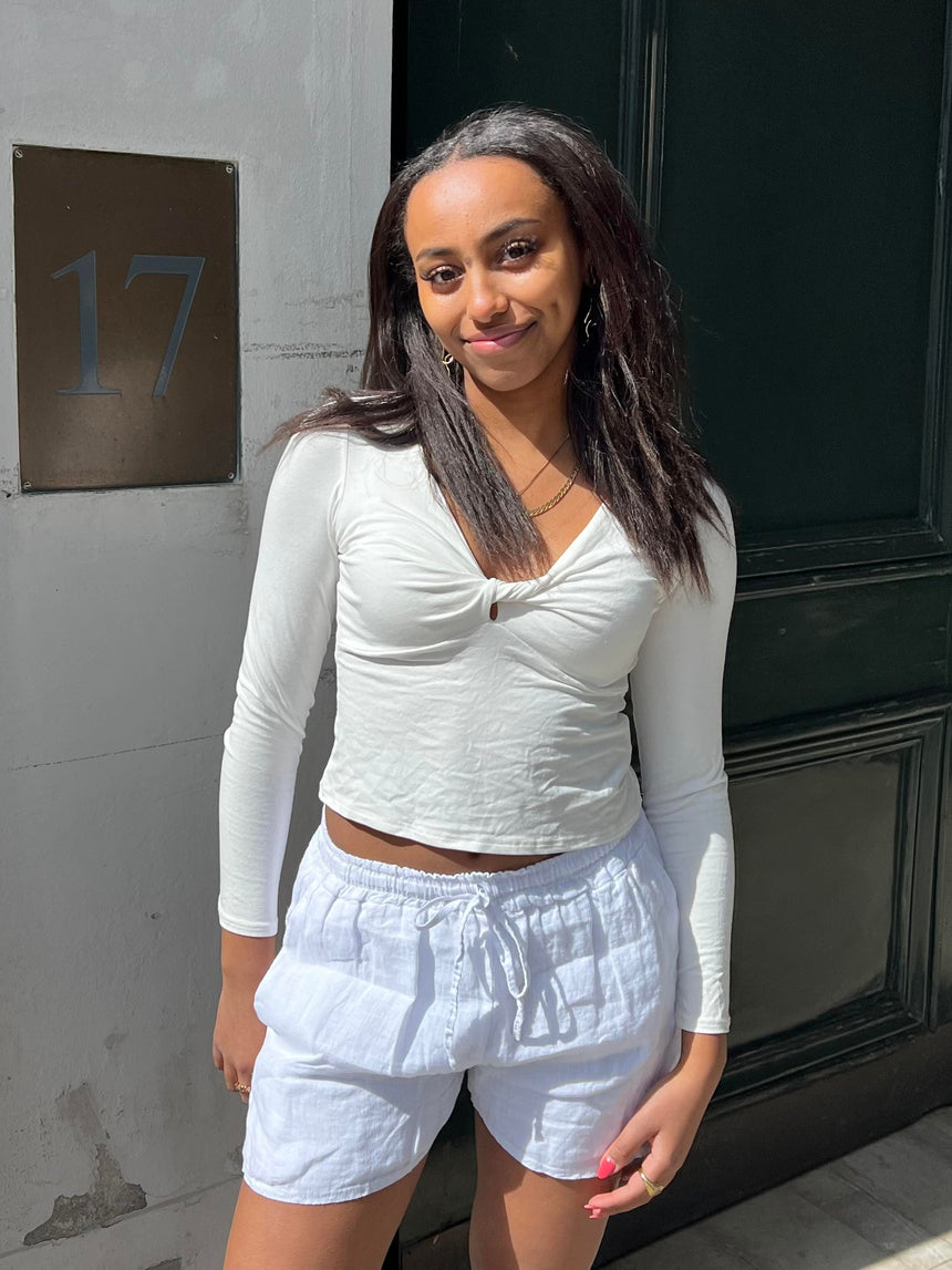 Kailey linen shorts - white