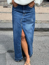 Corsa long denim skirt