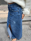 Corsa long denim skirt