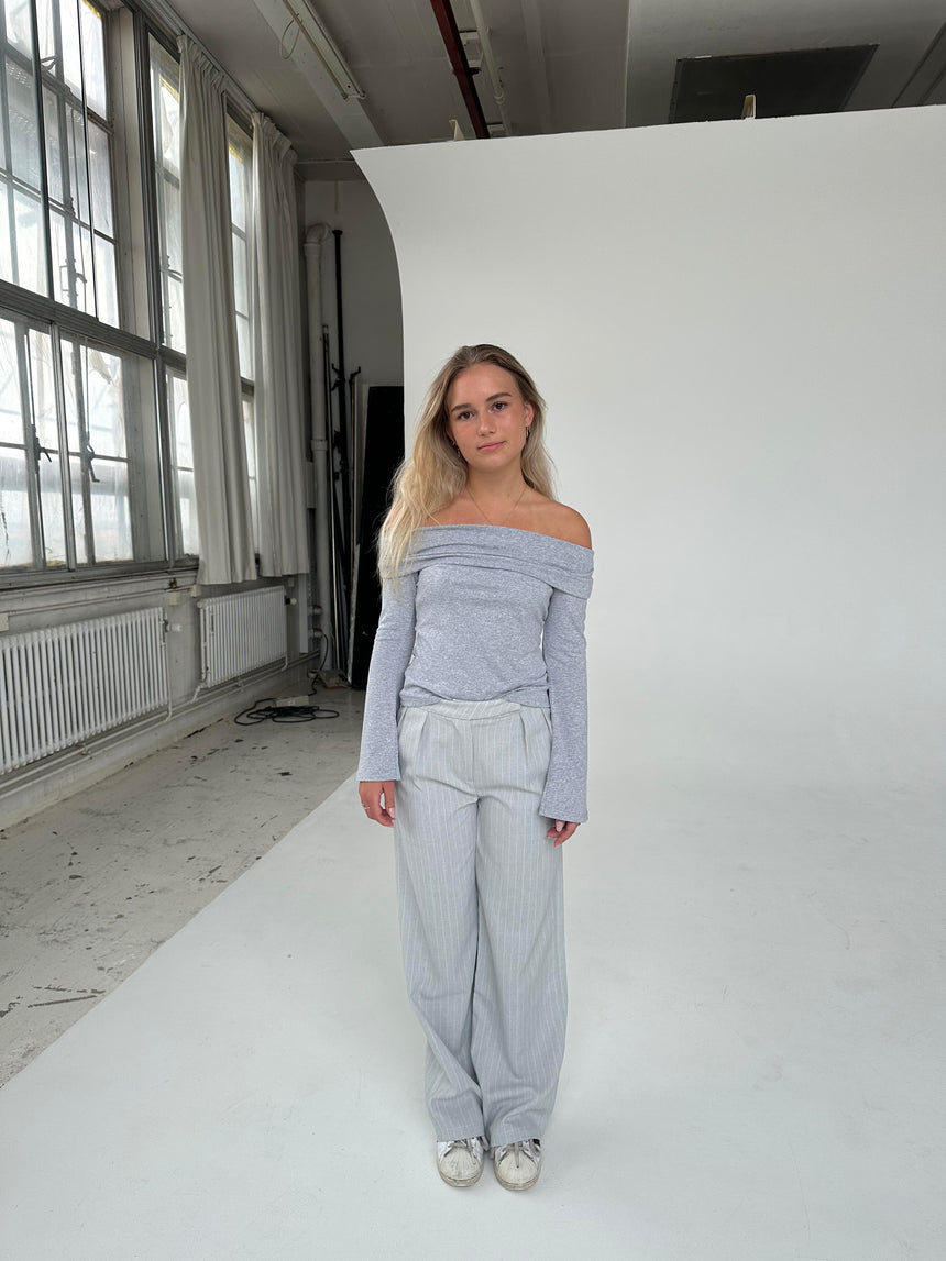 Kayle pants with stripes - Light grey