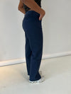 Gabardin jacquard pants - Navy