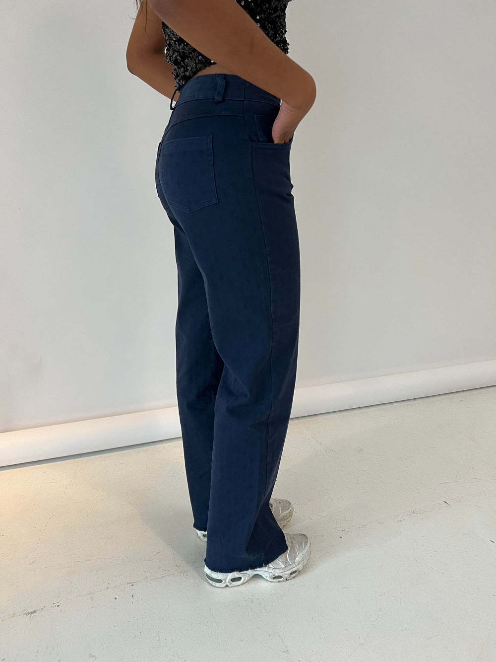 Gabardin jacquard pants - Navy