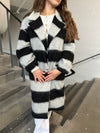 Billa long coat with stripes - Grey/black