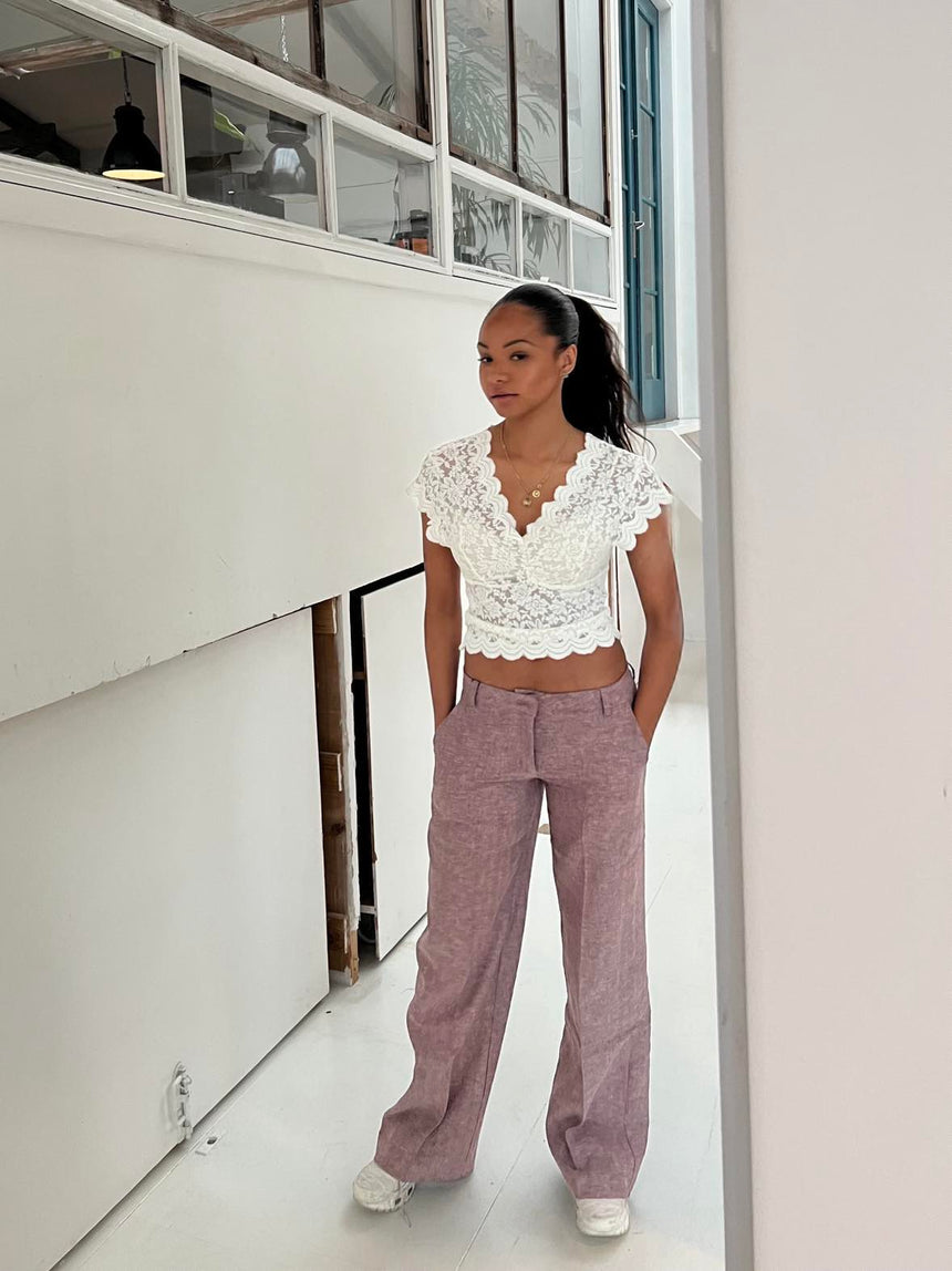 Herringbone pants - Pink