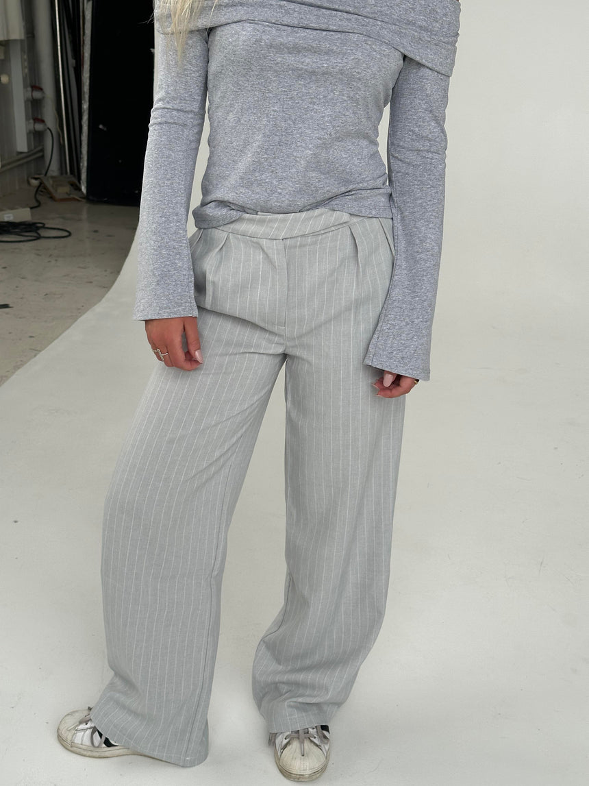 Kayle pants with stripes - Light grey