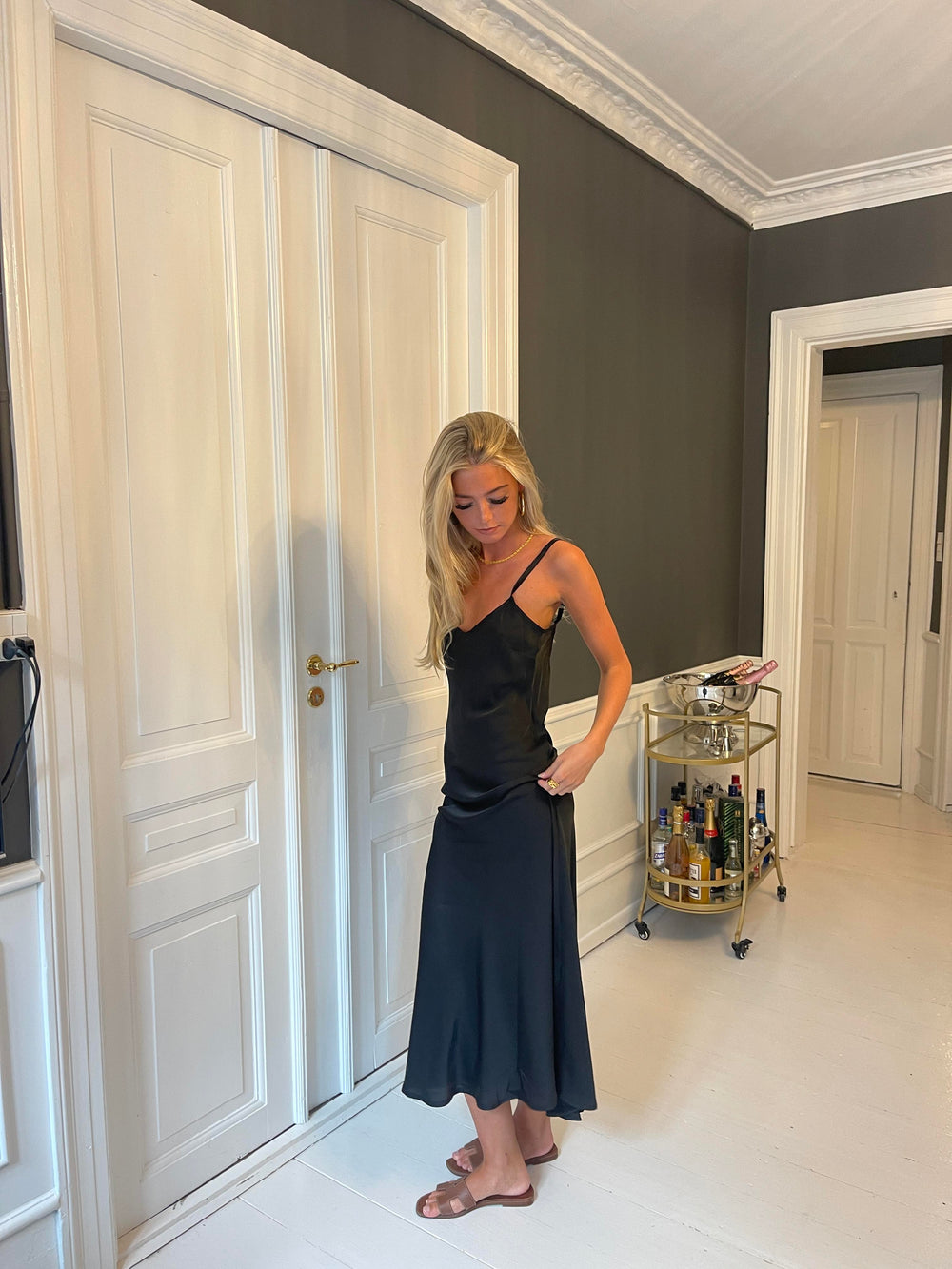 Minnie satin dress - Black