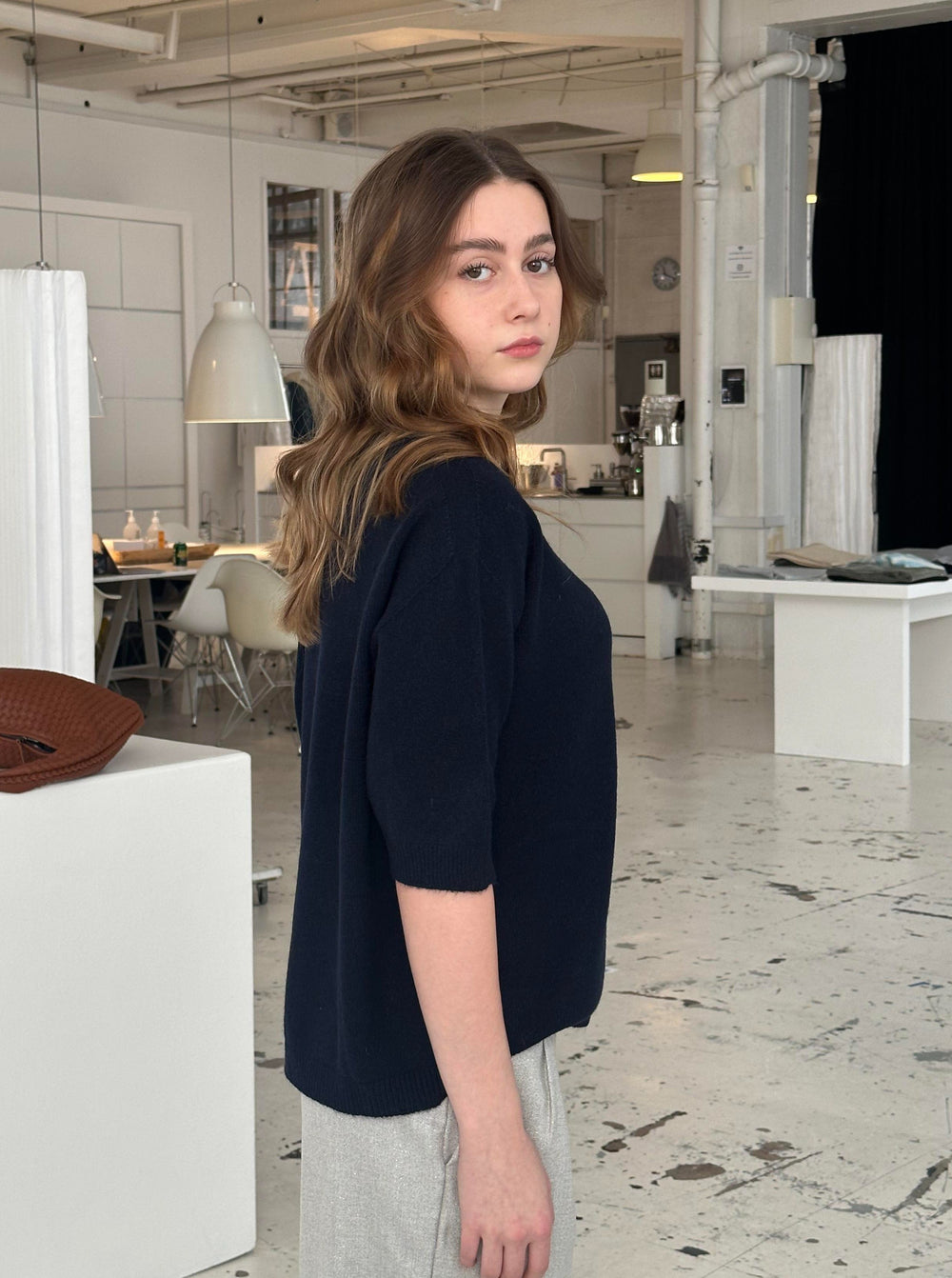 Arabella knitted t-shirt - Navy