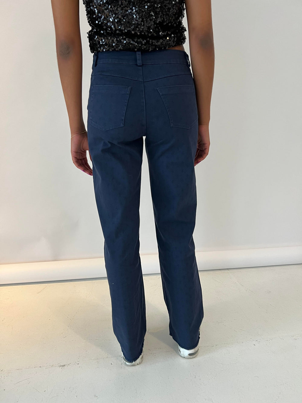 Gabardin jacquard pants - Navy