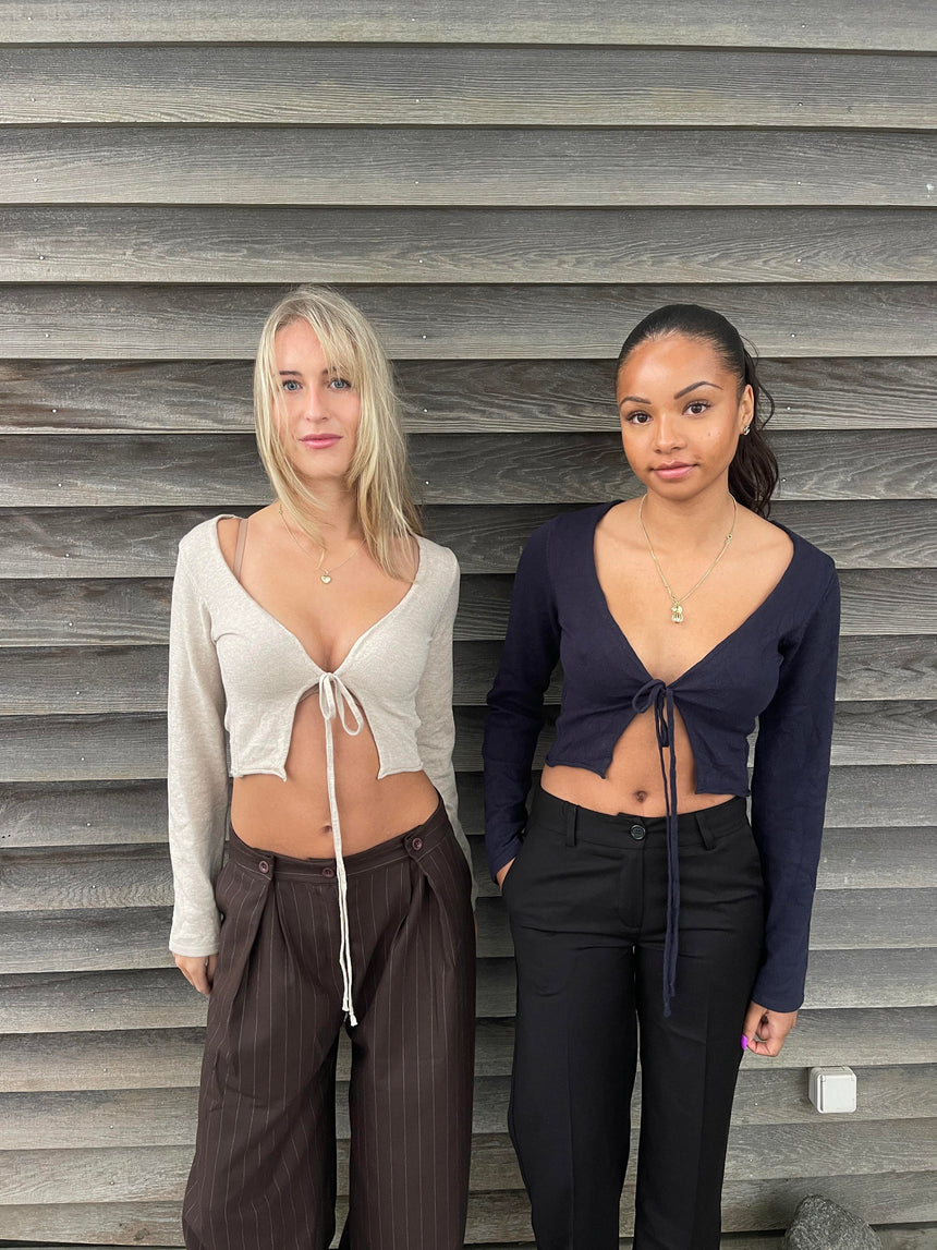 Simona 2 ways tie blouse - Beige