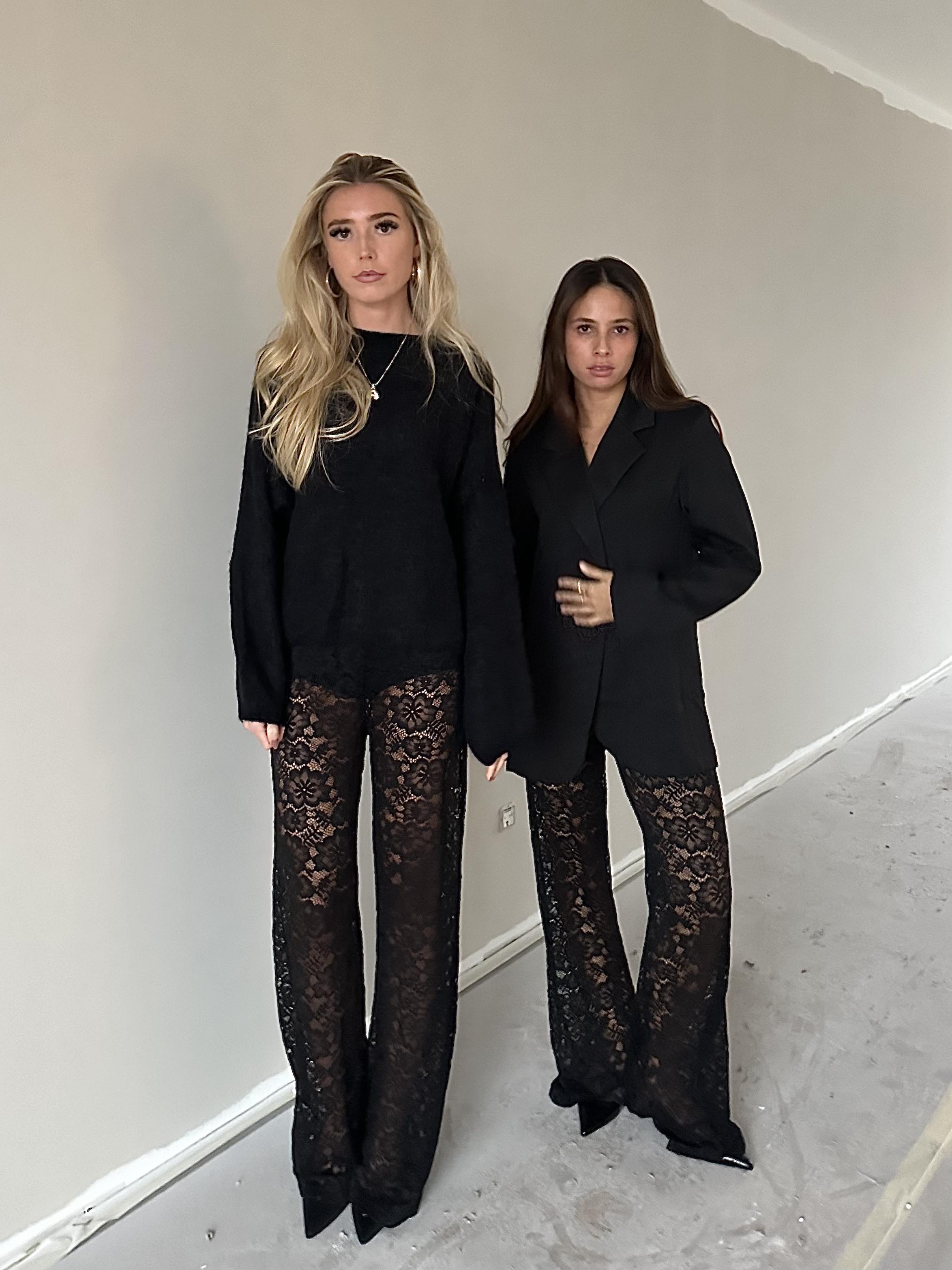 Marla Lace Pants Black - Elegant Transparent Floral Lace Trousers