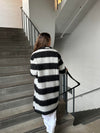 Billa long coat with stripes - Grey/black