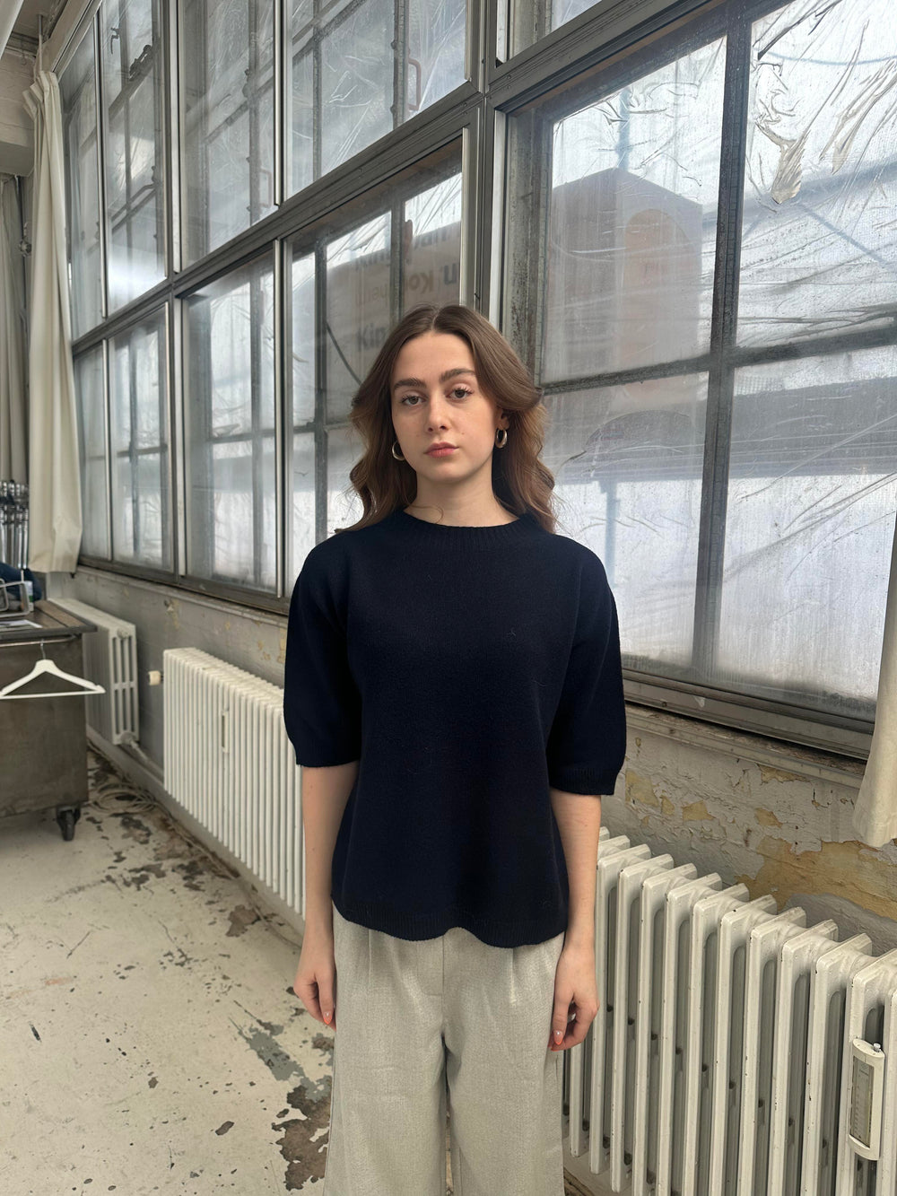 Arabella knitted t-shirt - Navy