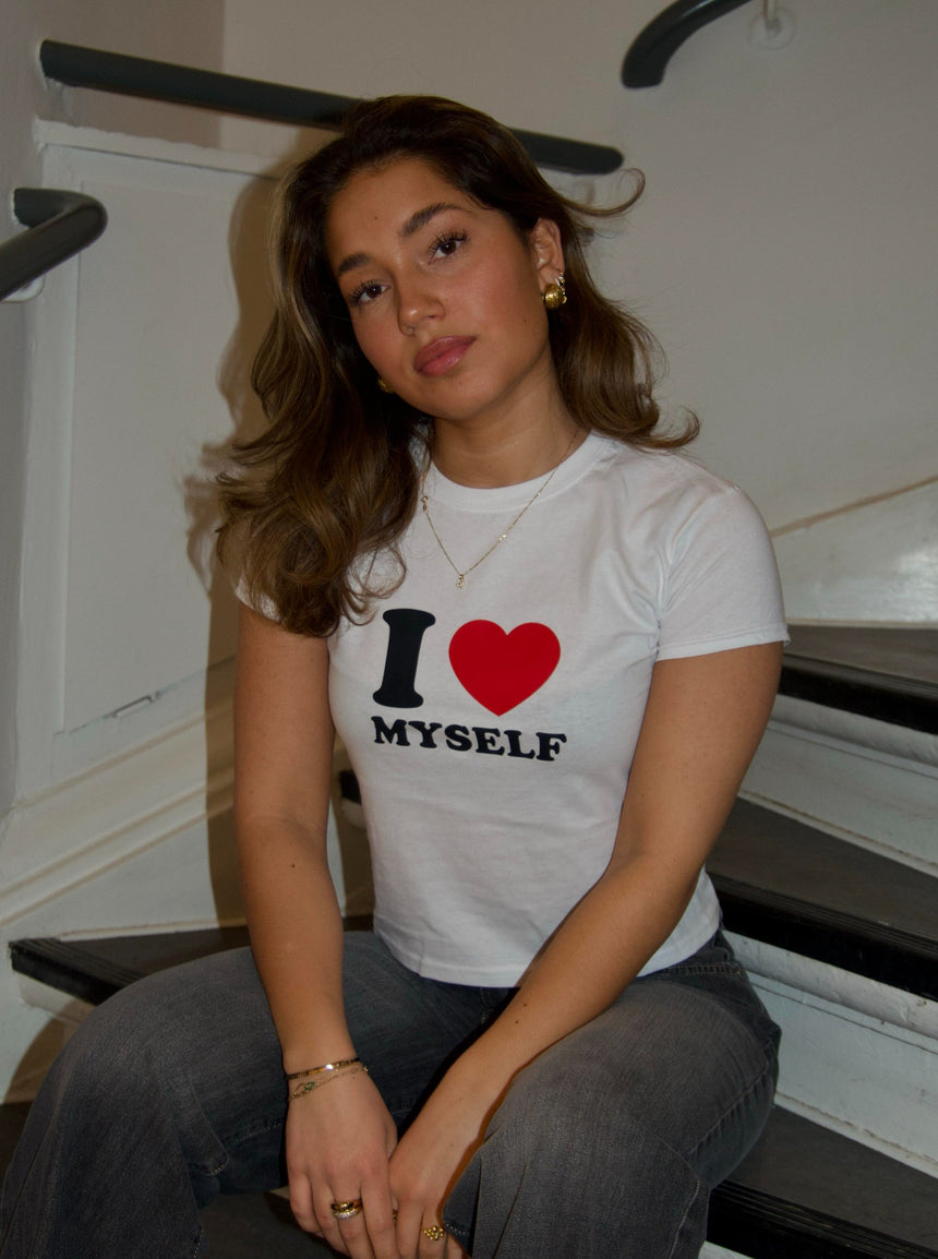 "I love myself" baby tee - white