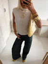 Olive jeans with details - Blue/green