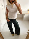 Olive jeans with details - Blue/green