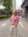 Scandivv striped blouse – Pink/White