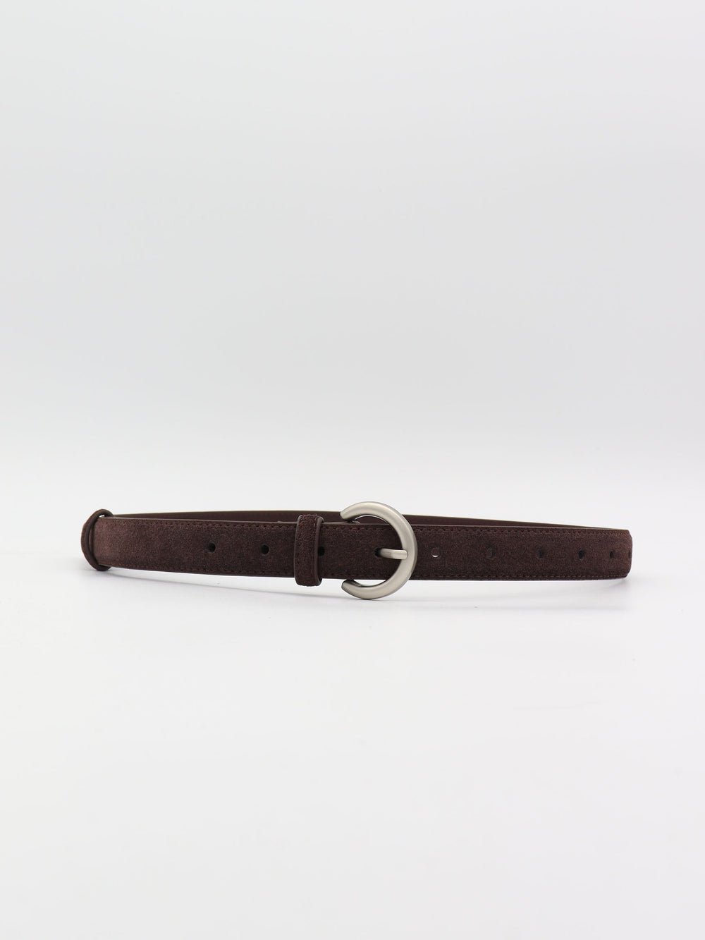 Noble belt in faux suede – Dark brown/silver
