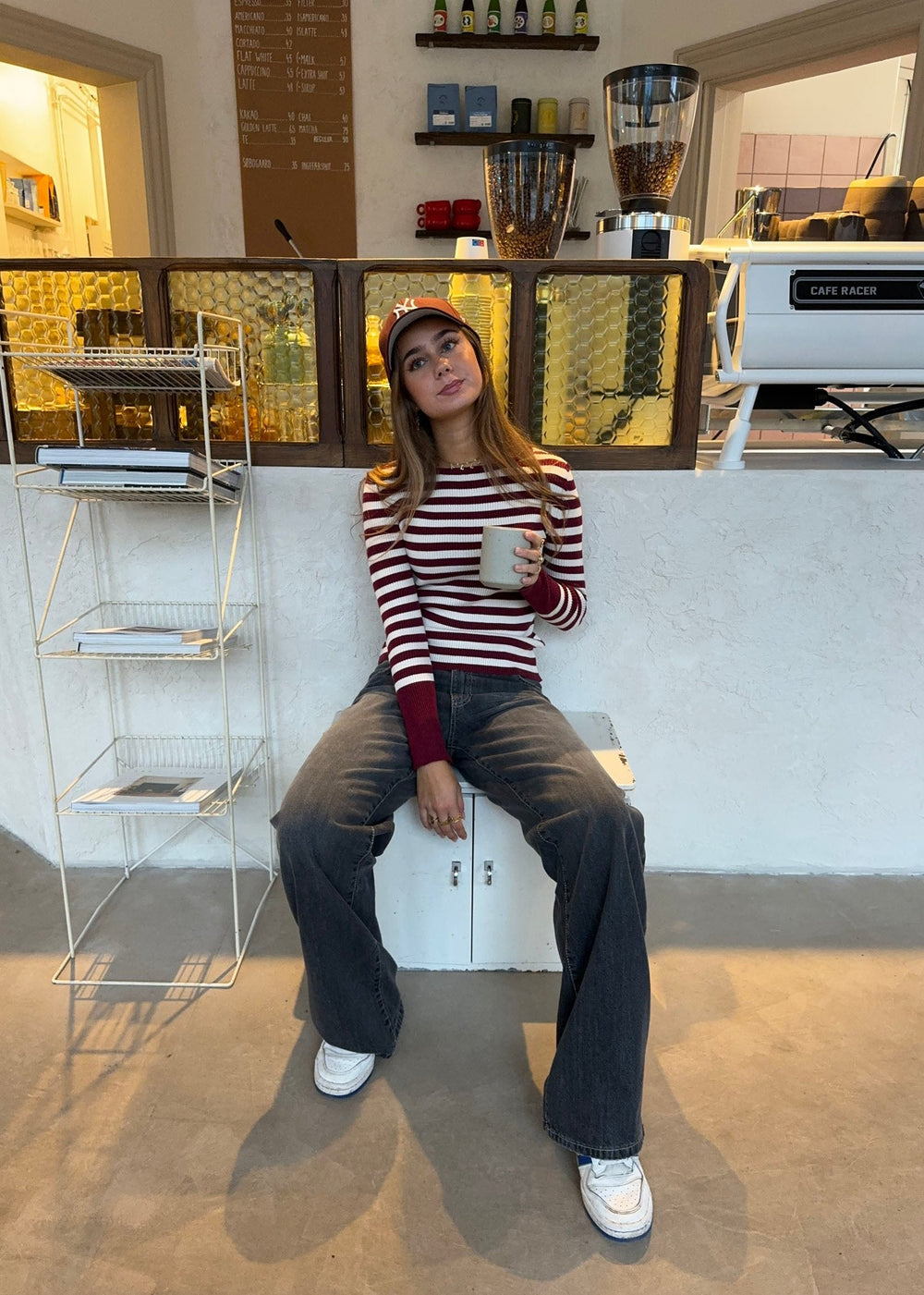 Dahlia blouse with stripes - Red/white