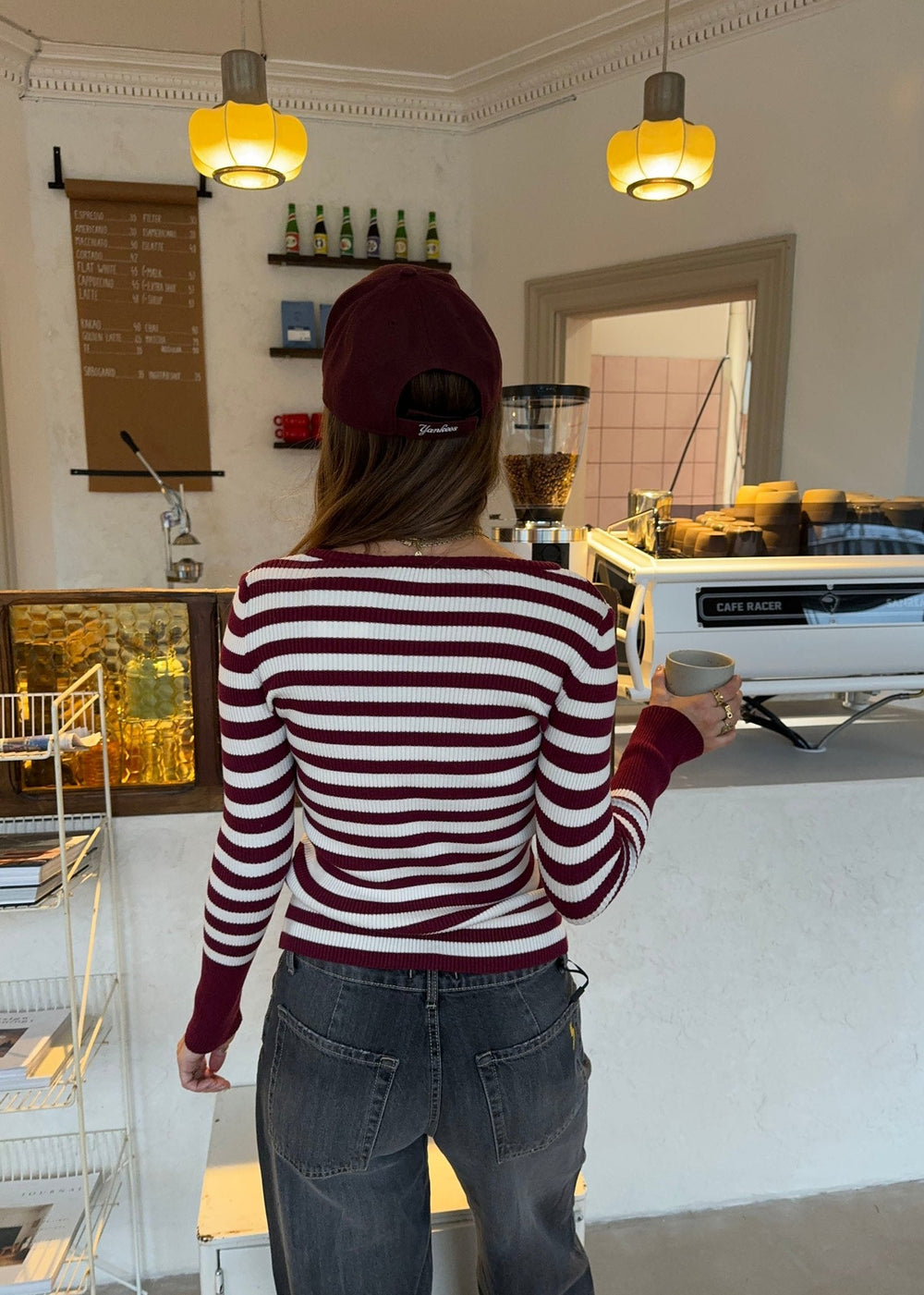 Dahlia blouse with stripes - Red/white