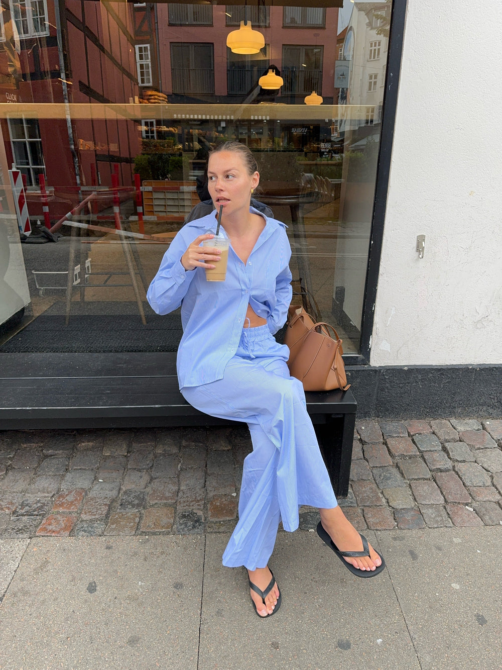 Mathilde Ravn striped pants - white/blue