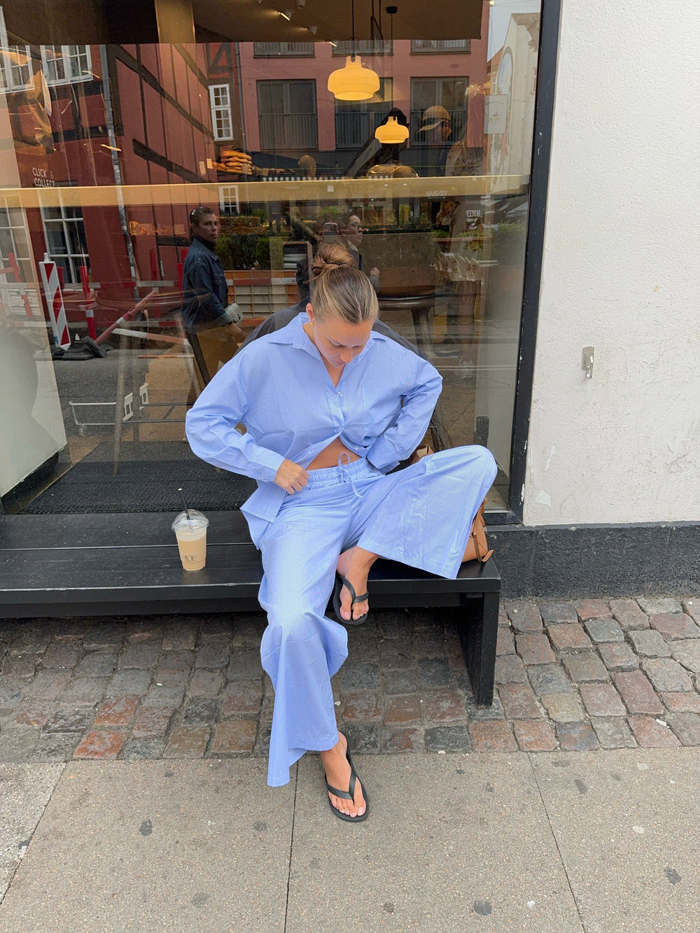 Mathilde Ravn striped pants - white/blue