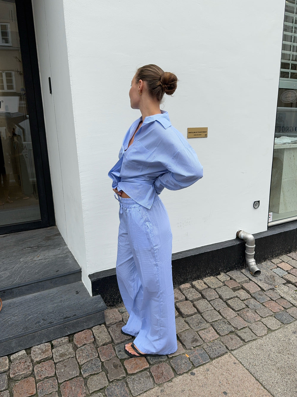 Mathilde Ravn striped pants - white/blue