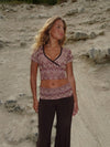 Cosima top with glitter – Brown/Beige/Pink
