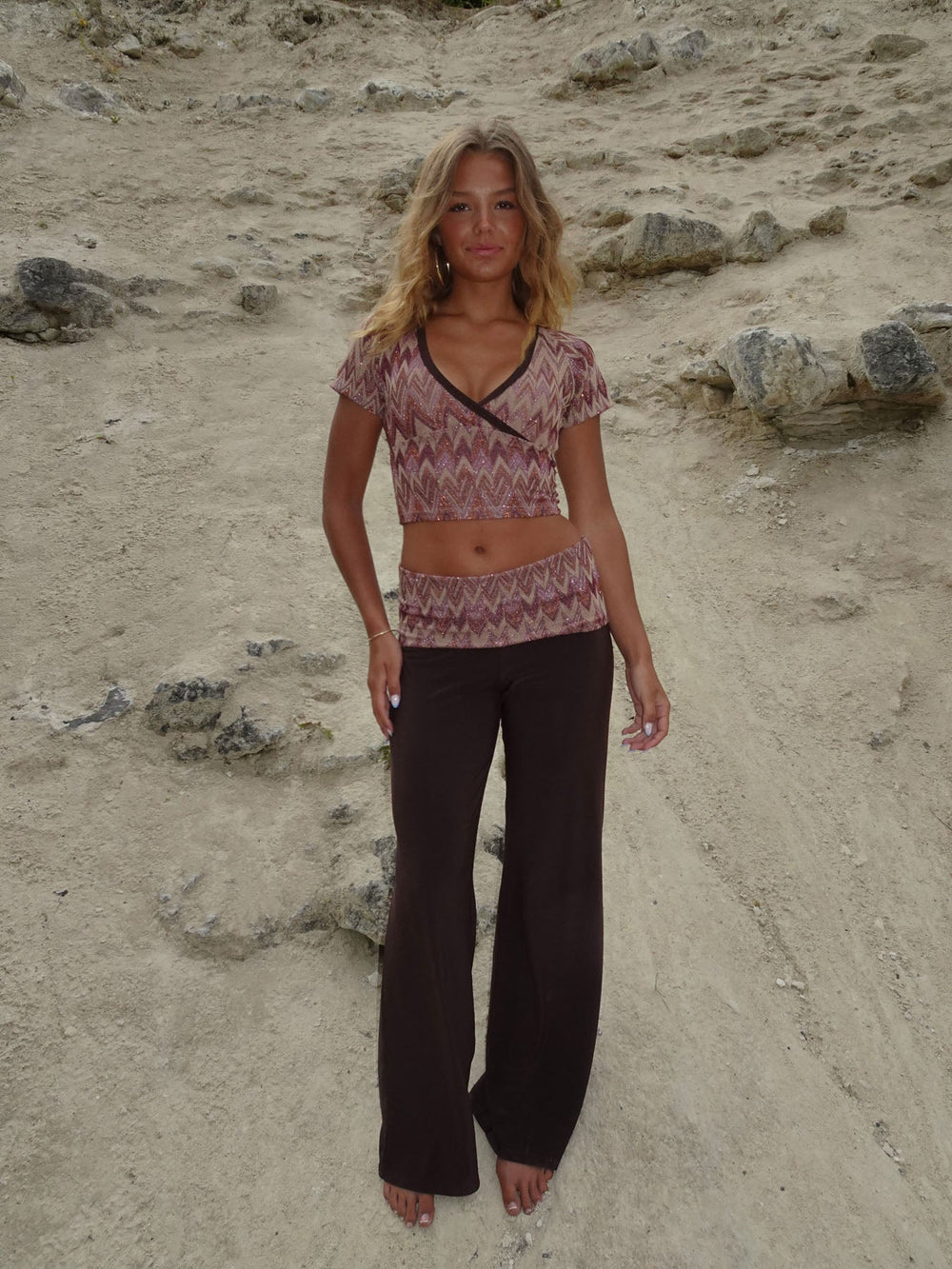 Cosimana pants with glitter waistband – Brown