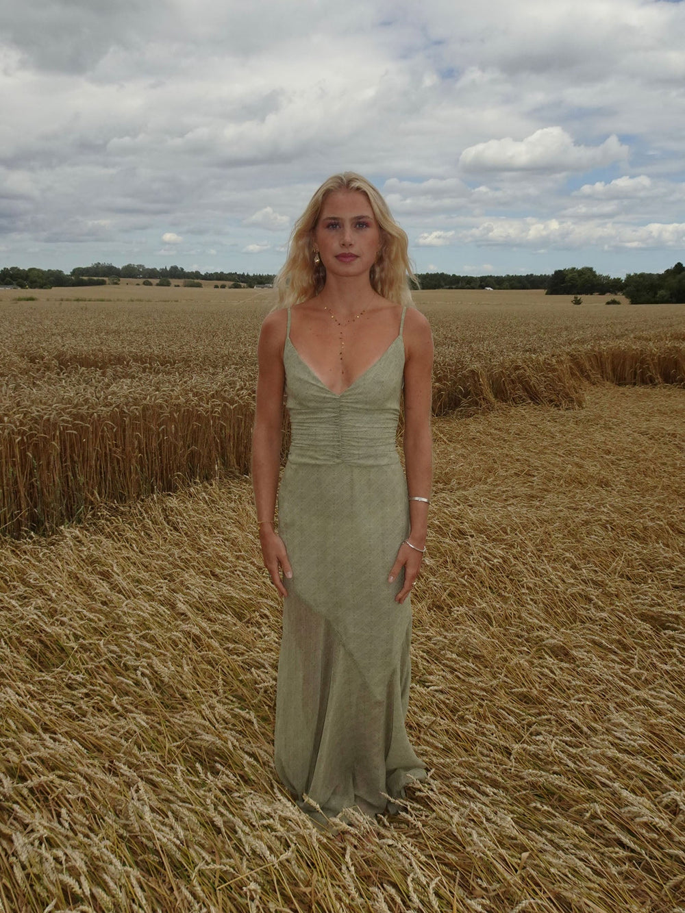 Lilje dress with pattern - Sage green