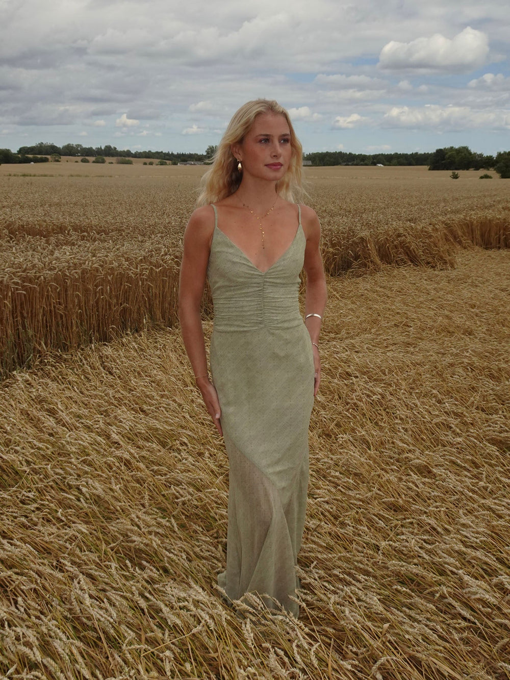 Lilje dress with pattern - Sage green