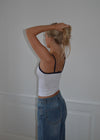 Gunhilda tank top with trim - White/navy