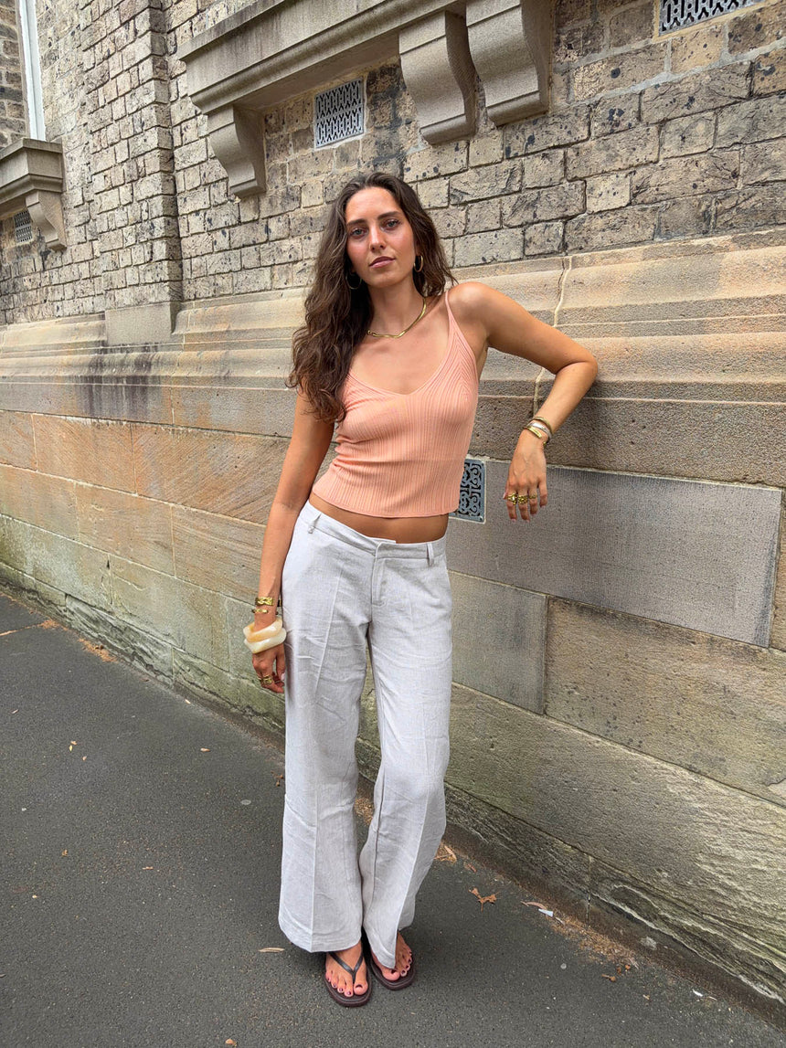 Herringbone pants - Beige/white