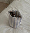 Honey small storage keeper in fabric with stripes - White/blue