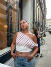 Kimmie polka dotted top - White/red