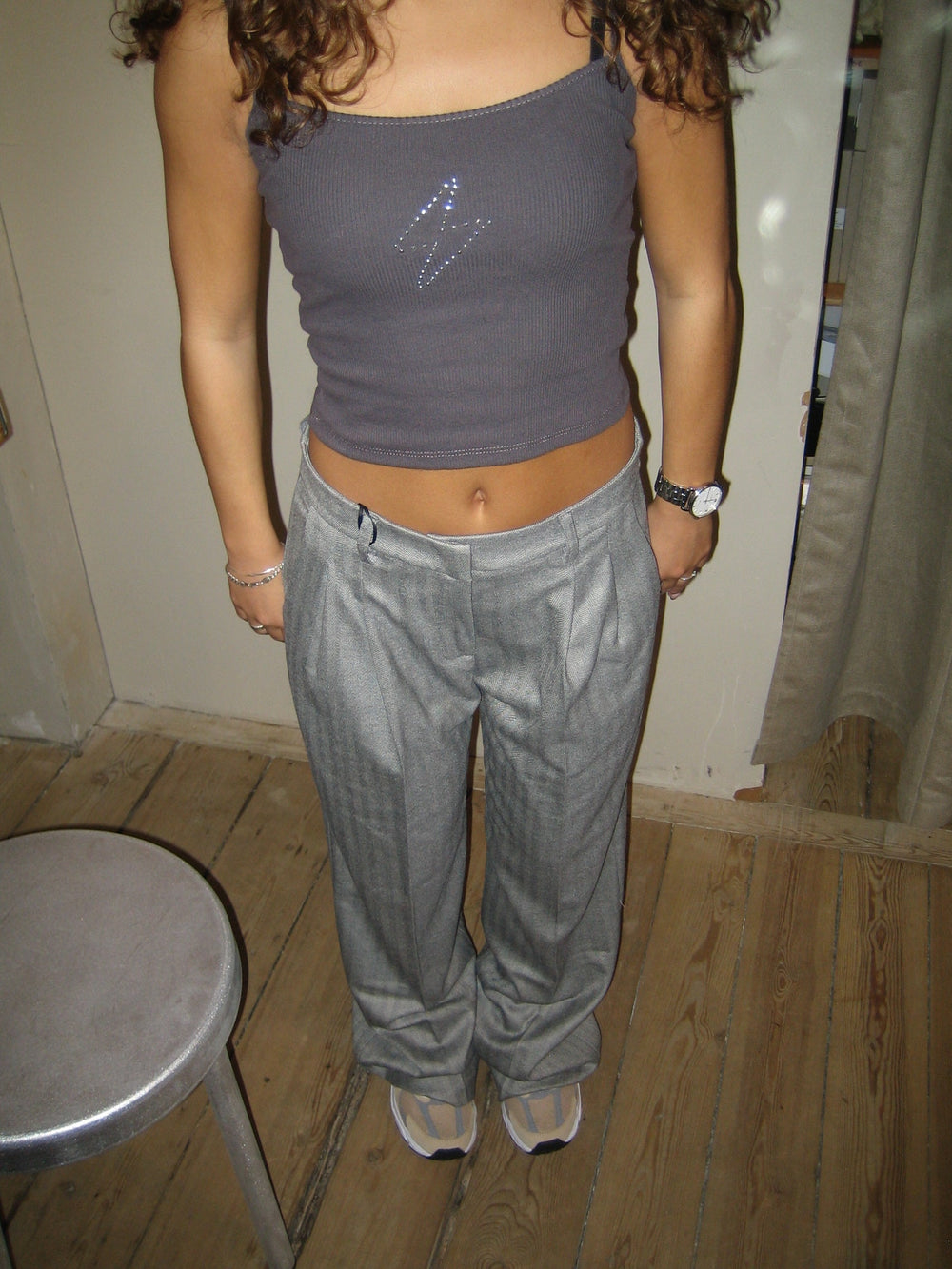 Ellen herringbone pants - Grey